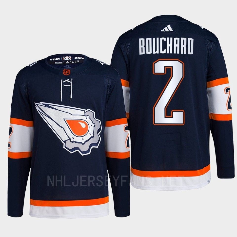 Edmonton Oilers Evan Bouchard 2 Navy Primegreen Reverse Retro 2.0 Hockey Jersey 2022 - JS850 
