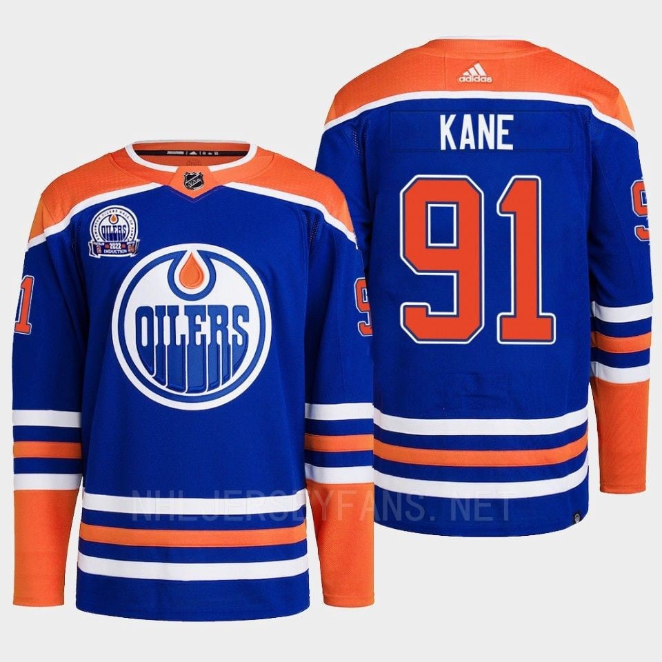 Edmonton Oilers Evander Kane 91 Royal Primegreen Lee Ryan Hall Of Fame Patch Hockey Jersey 2022 - JS310 