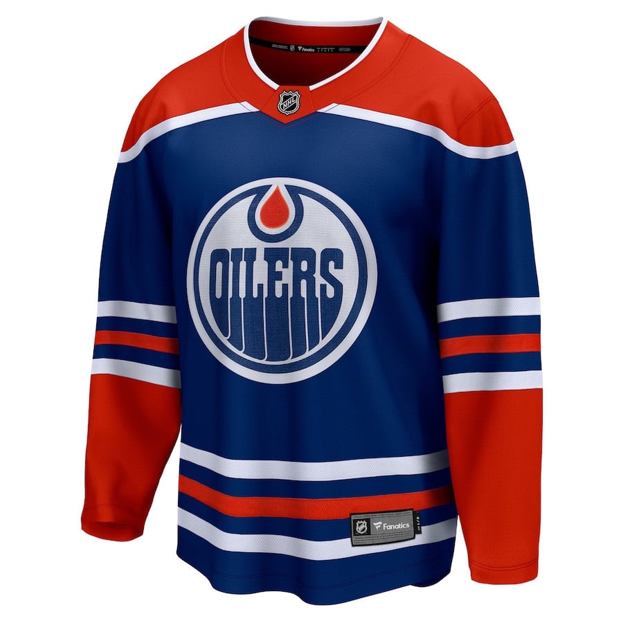 Alternative view of Edmonton Oilers Home Breakaway Hockey Jersey - Men - JS409 