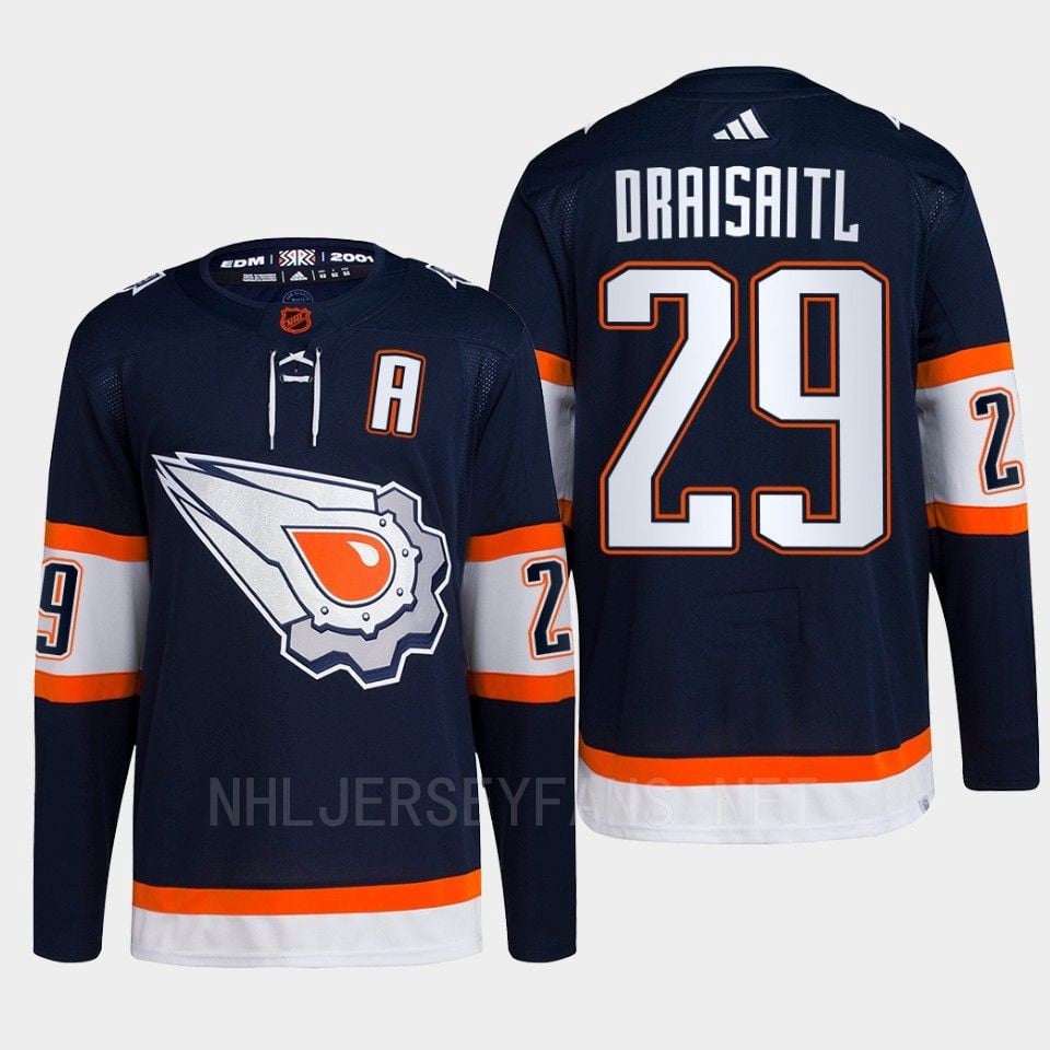 Edmonton Oilers Leon Draisaitl 29 Navy Primegreen Reverse Retro 2.0 Hockey Jersey 2022 - JS678 