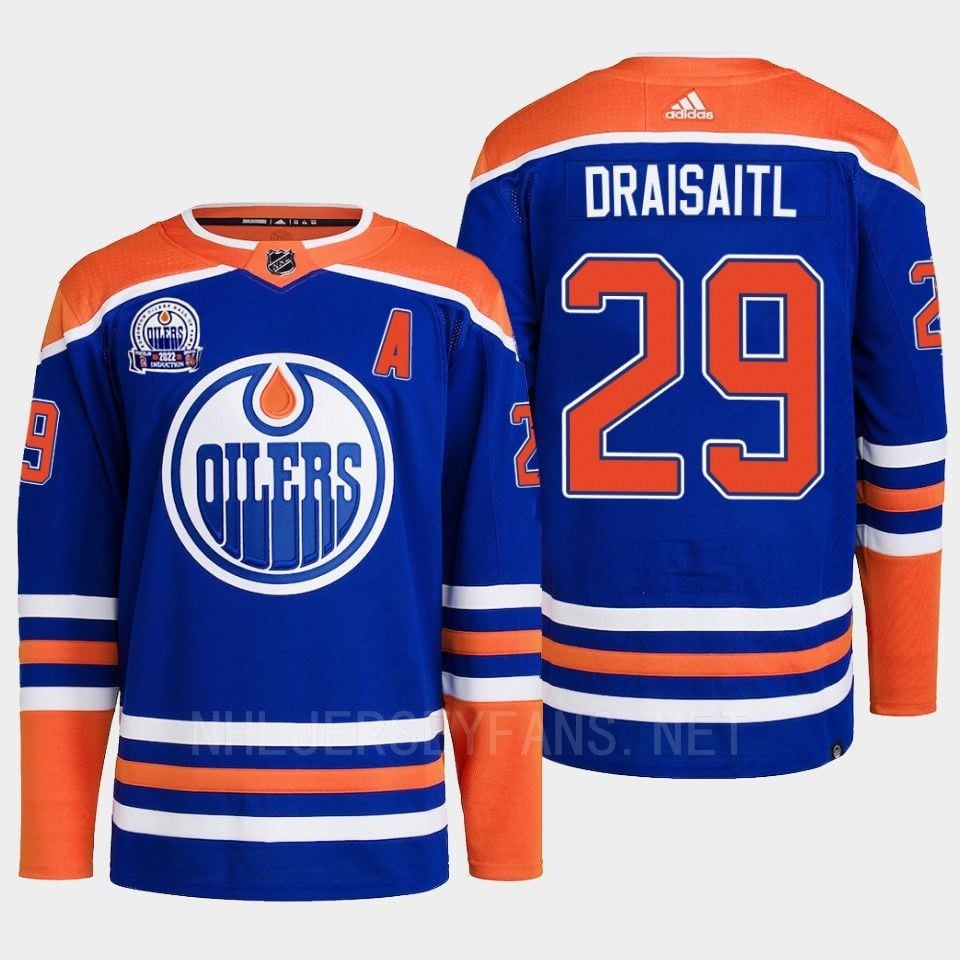 Edmonton Oilers Leon Draisaitl 29 Royal Primegreen Lee Ryan Hall Of Fame Patch Hockey Jersey 2022 - JS723 
