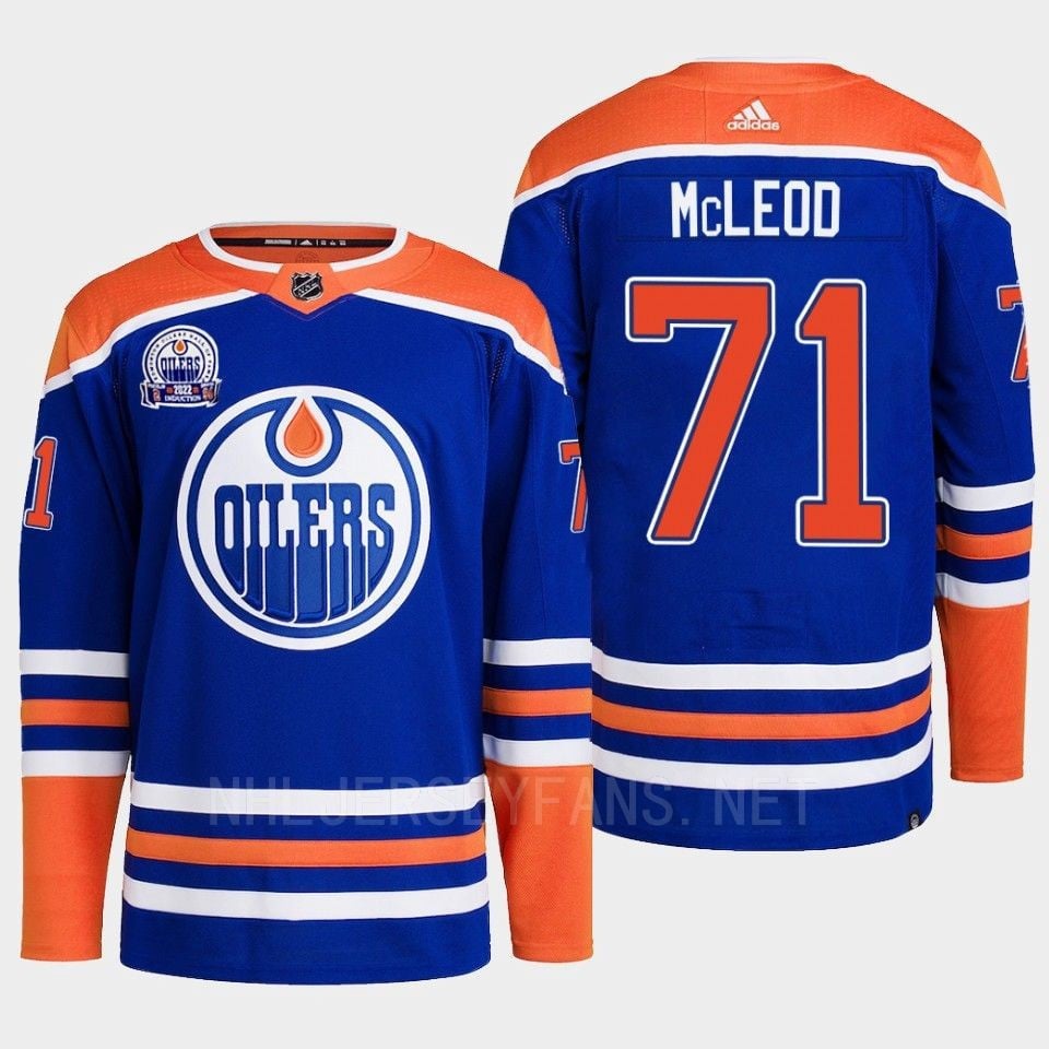Edmonton Oilers Ryan McLeod 71 Royal Primegreen Lee Ryan Hall Of Fame Patch Hockey Jersey 2022 - JS645 