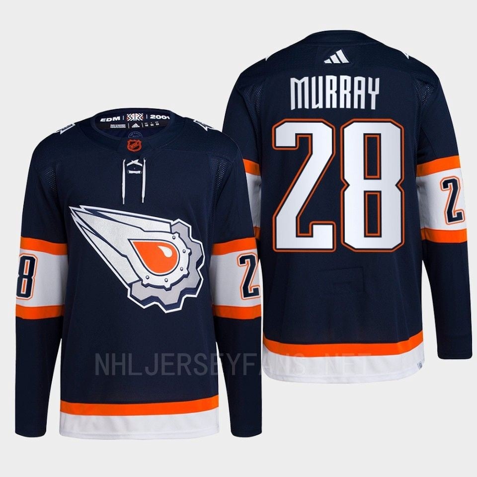 Edmonton Oilers Ryan Murray 28 Navy Primegreen Reverse Retro 2.0 Hockey Jersey 2022 - JS612 
