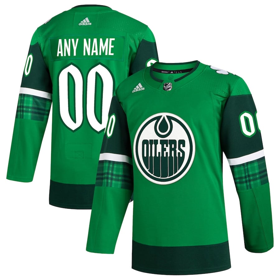 Edmonton Oilers St. Patrick's Day Custom Men Hockey Jersey - Kelly Green - JS399 