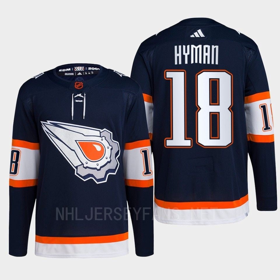 Edmonton Oilers Zach Hyman 18 Navy Primegreen Reverse Retro 2.0 Hockey Jersey 2022 - JS480 