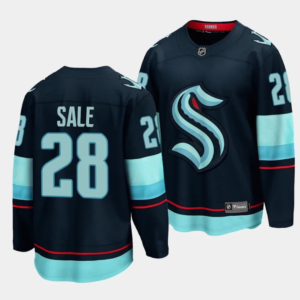 Eduard Sale #28 Seattle Kraken 2023 Draft Home Men Hockey Jersey - Blue - JS986 