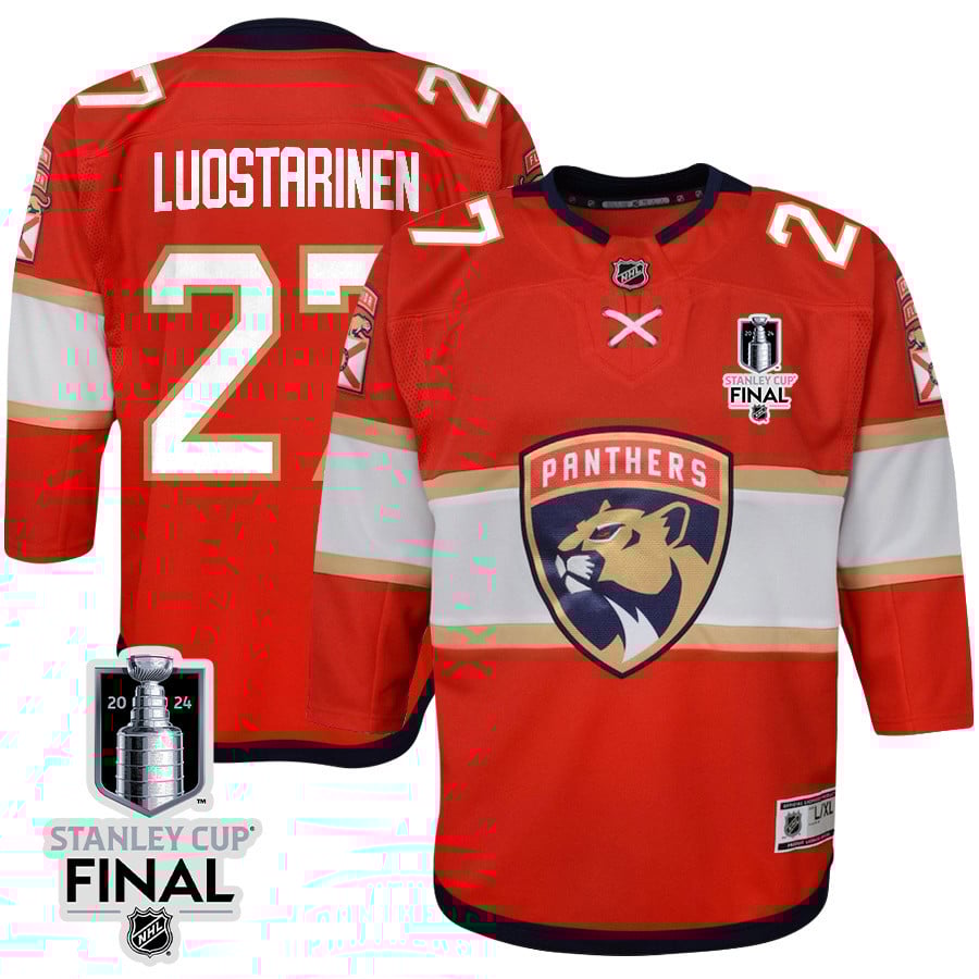 Eetu Luostarinen 27 Florida Panthers 2024 STANLEY CUP Final Youth Home Breakaway Hockey Jersey - Red - JS117 