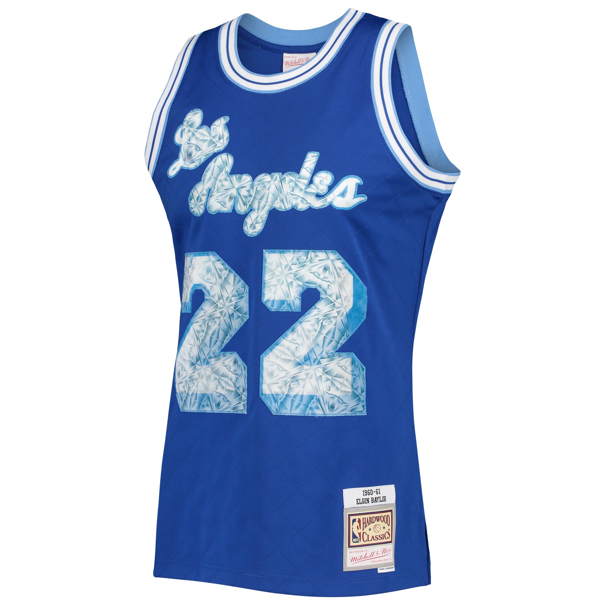 Alternative view of Elgin Baylor Los Angeles Lakers Mitchell & Ness 1996/97 Hardwood Classics Nba 75th Anniversary Diamond Swingman Basketball Jersey - Royal
