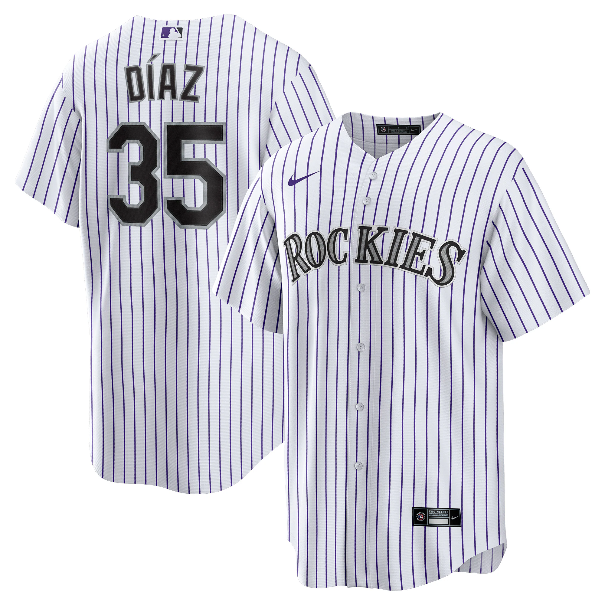 Alternative view of Elias DÃƒÆ’Ã‚Â­az Colorado Rockies Home Replica Player Baseball Jersey - White