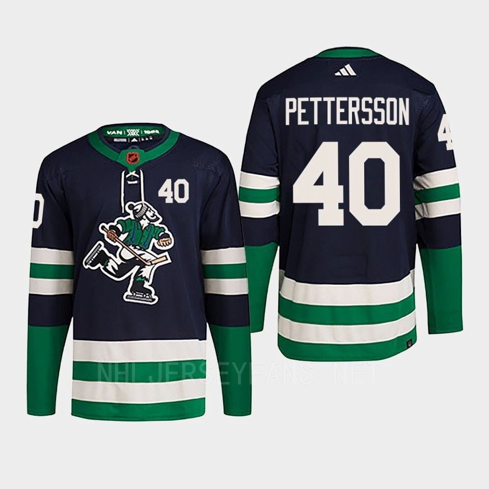 Elias Pettersson 40 Reverse Retro 2.0 2022 Vancouver Canucks Navy Hockey Jersey Primegreen - JS485 