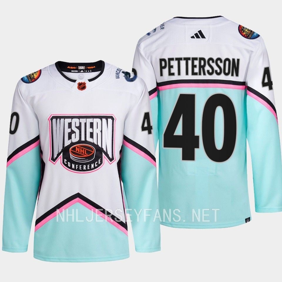Alternative view of Elias Pettersson 40 Vancouver Canucks 2023 All-Star Game Hockey Jersey White Equipment - JS338 