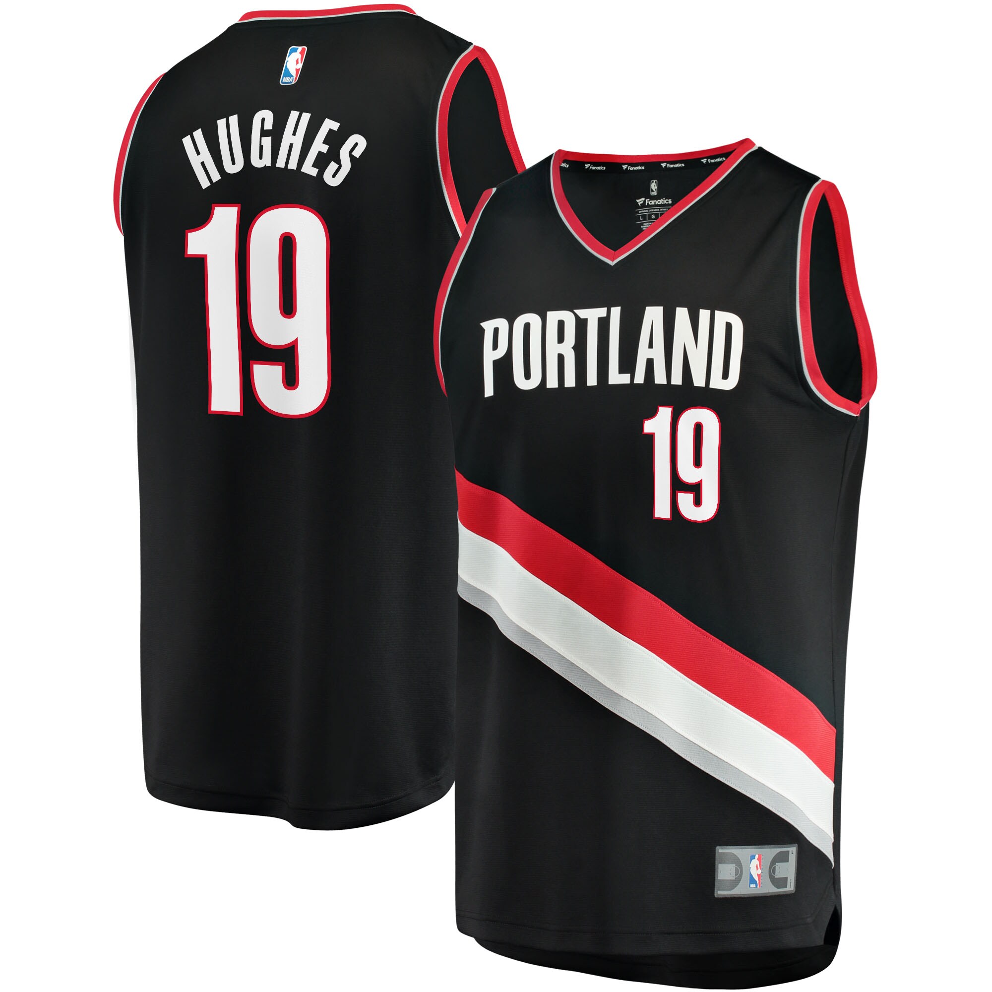 Elijah Hughes Portland Trail Blazers Fanatics Branded 2021/22 Fast Break Replica Basketball Jersey - Icon Edition - Black