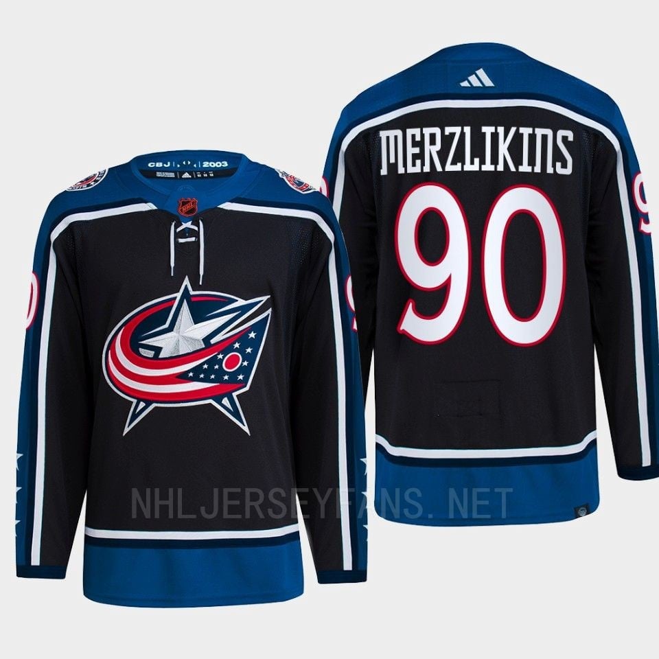 Elvis Merzlikins 90 Reverse Retro 2.0 2022 Columbus Blue Jackets Navy Hockey Jersey Primegreen - JS278 