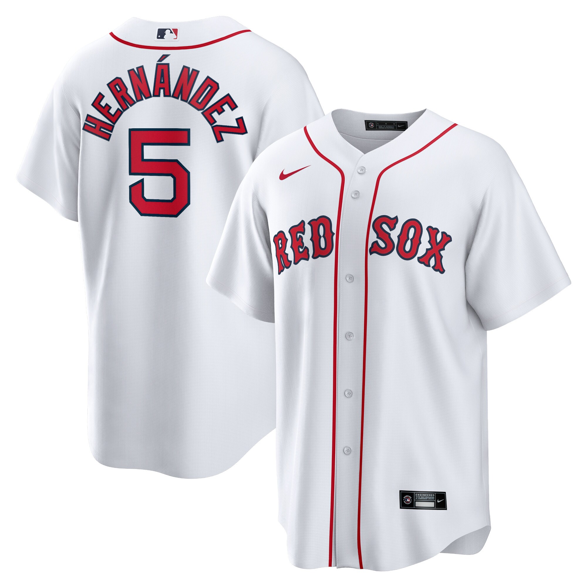 Alternative view of Enrique Hernandez Boston Red Sox Home Official Replica Player Jersey – White