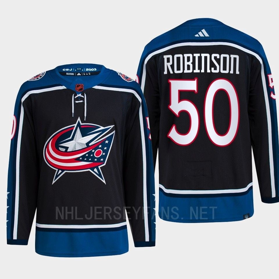 Eric Robinson 50 Reverse Retro 2.0 2022 Columbus Blue Jackets Navy Hockey Jersey Primegreen - JS816 