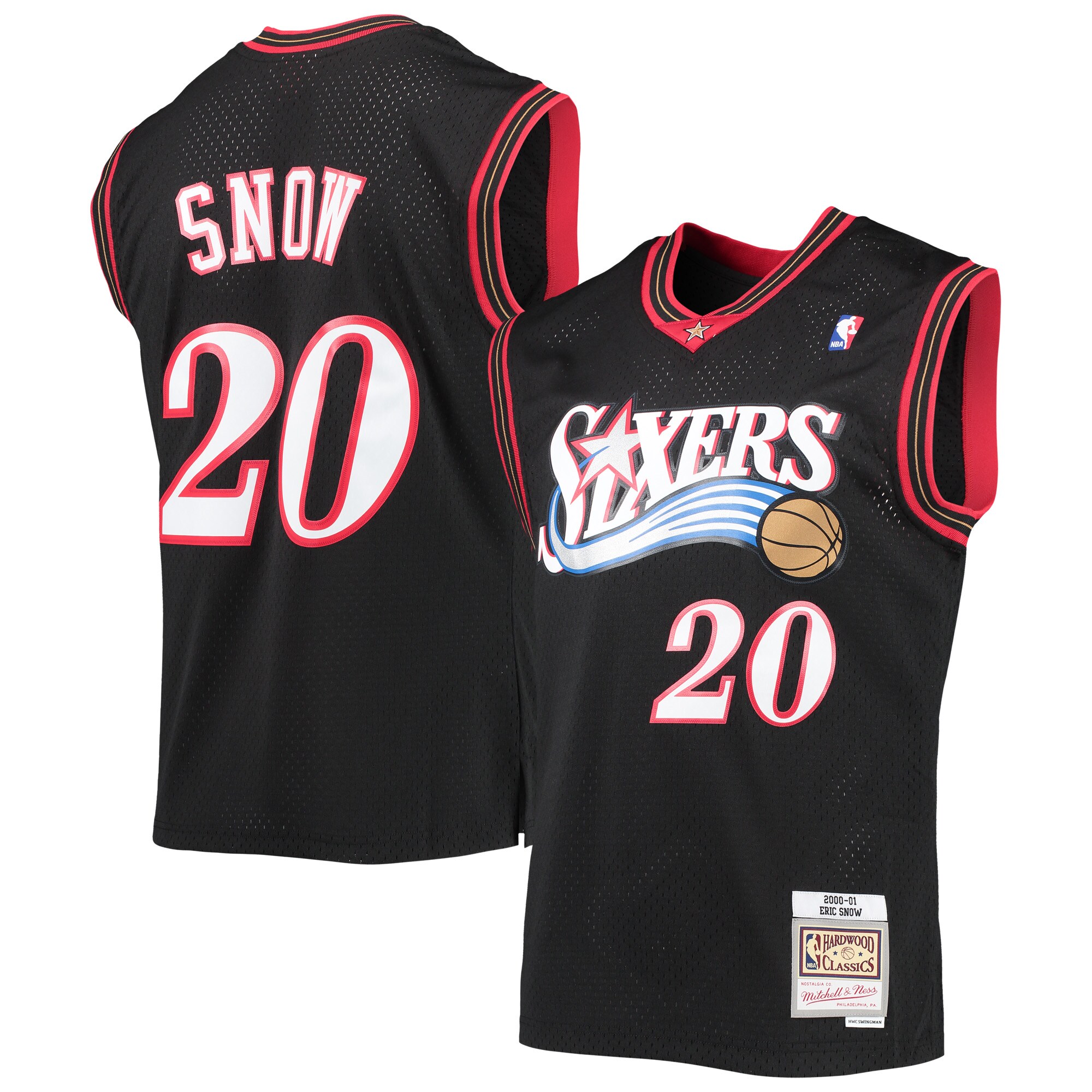 Eric Snow Philadelphia 76ers Mitchell & Ness 2000/01 Hardwood Classics Swingman Basketball Jersey - Black