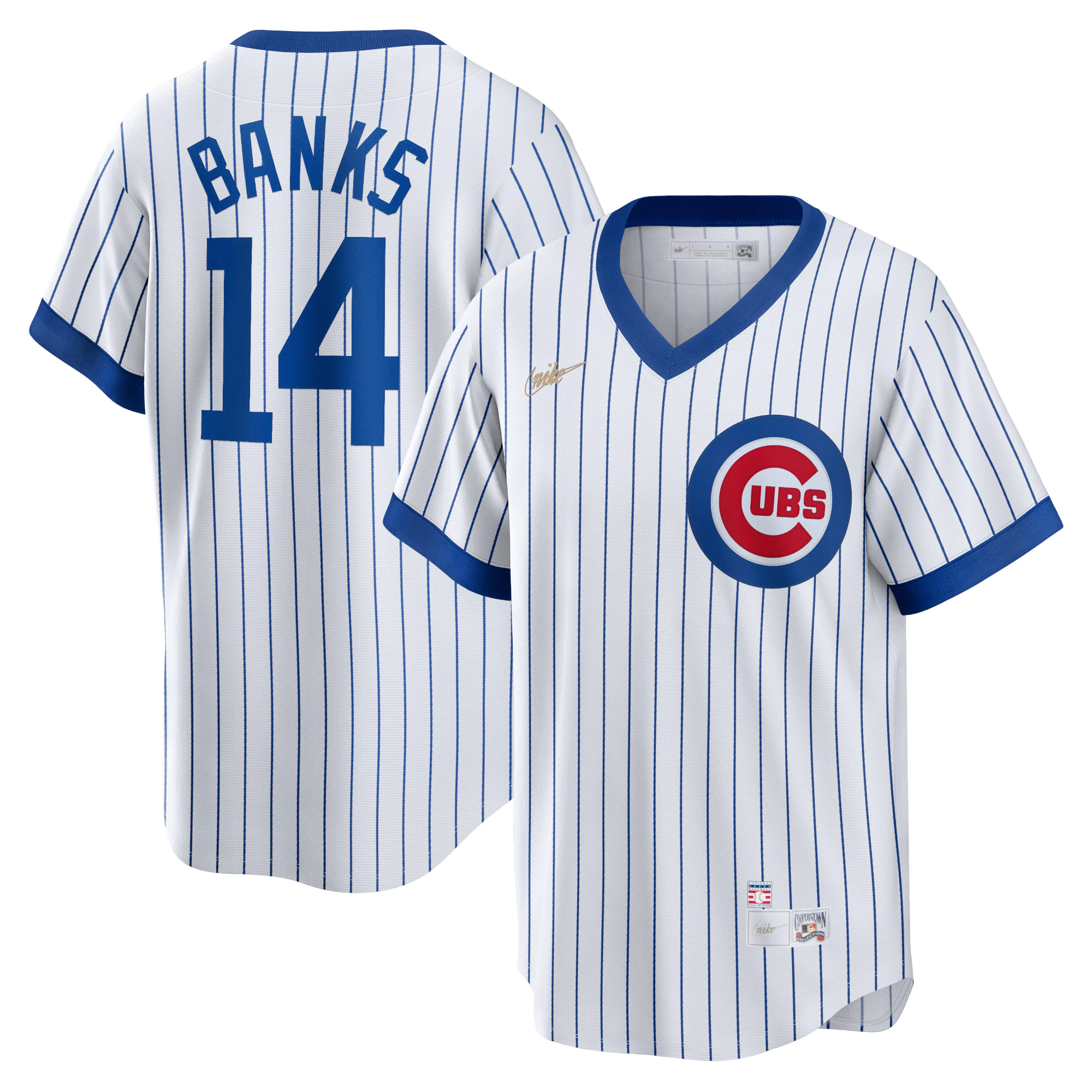 Ernie Banks Chicago Cubs Home Cooperstown Collection Player Jersey – White