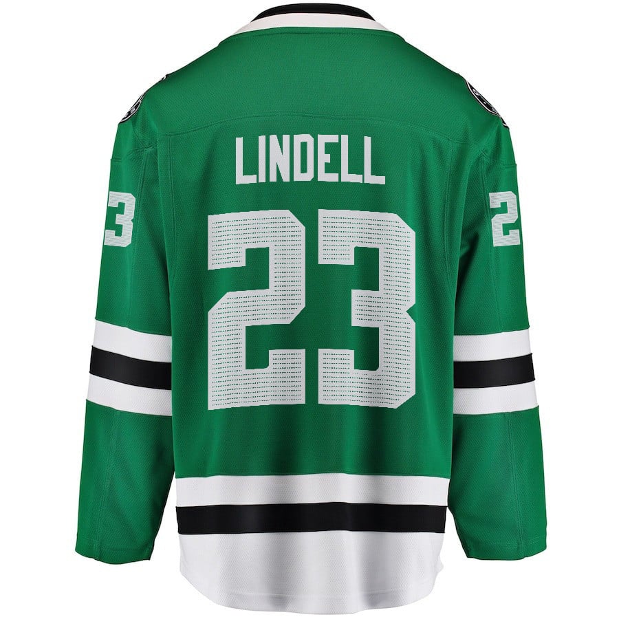 Alternative view of Esa Lindell 23 Dallas Stars 2024 NHL Playoffs Patch Home Hockey Jersey - Men, Green - JS831 