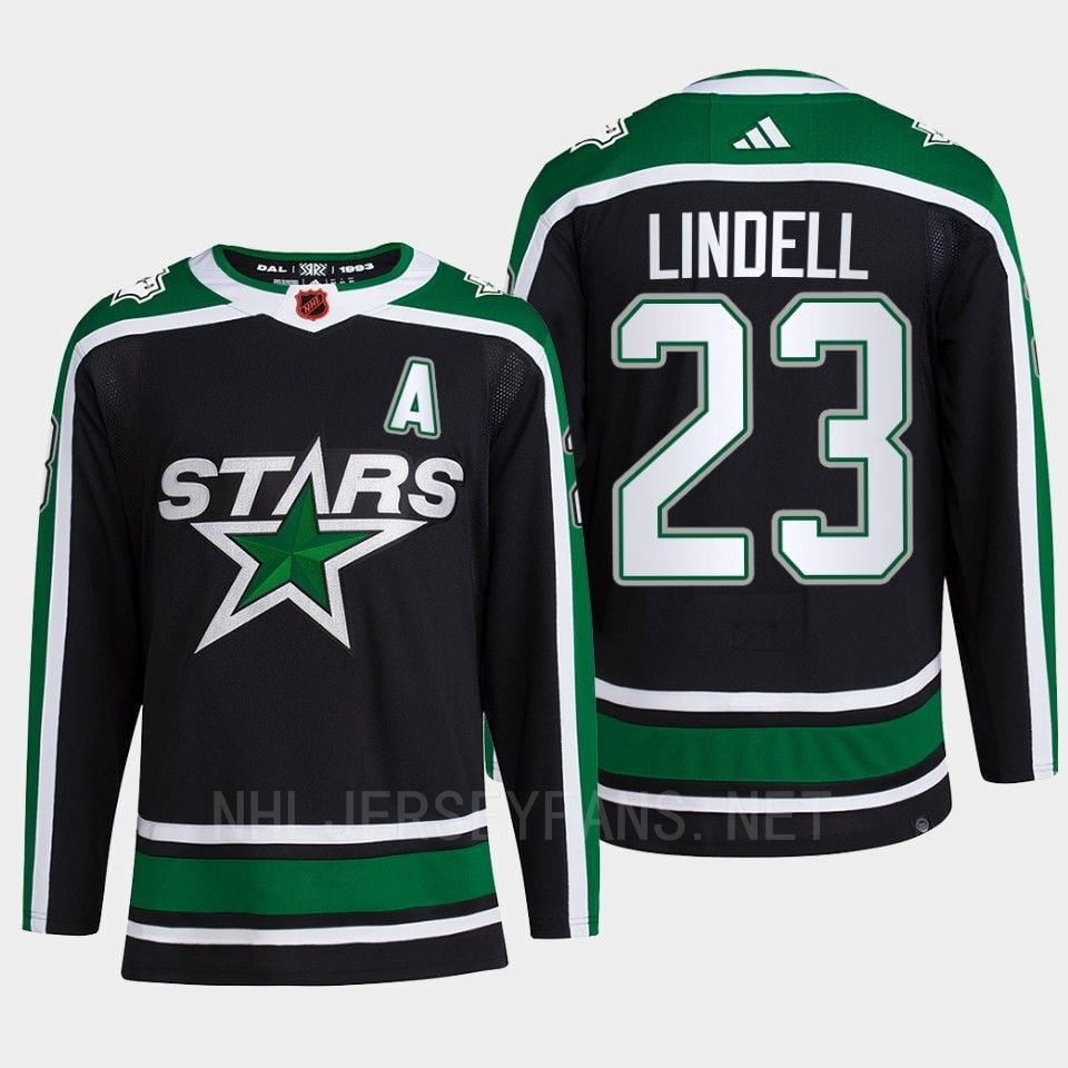 Esa Lindell 23 Reverse Retro 2.0 2022 Dallas Stars Black Hockey Jersey Pro Primegreen - JS378 