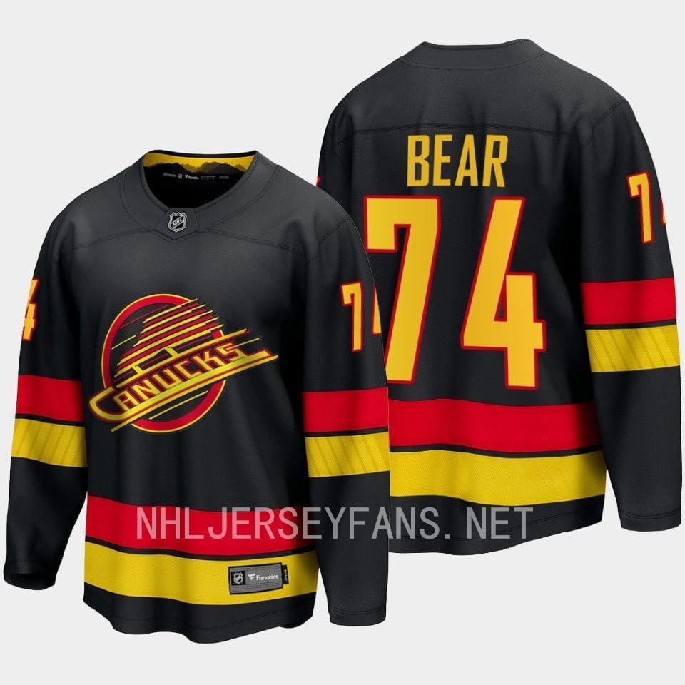 Ethan Bear 74 Vancouver Canucks 2023-24 Alternate Hockey Jersey Breakaway Black - JS898 
