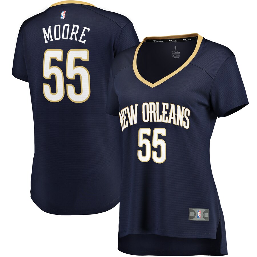 E'twaun Moore New Orleans Pelicans Fanatics Branded Women's Fast Break Player Replica Basketball Jersey - Icon Edition - Navy