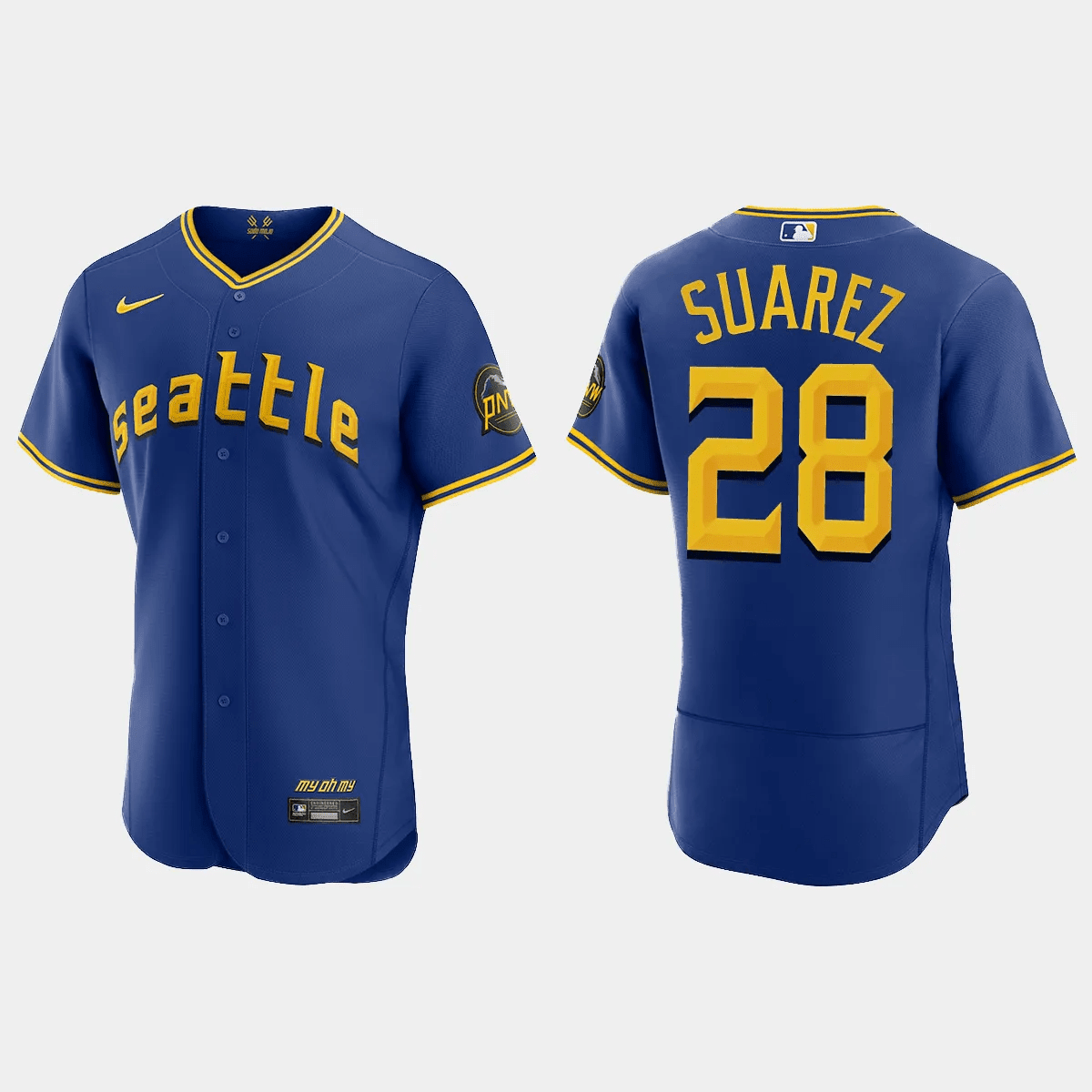 Eugenio Suarez 28 Seattle Mariners Royal 2023 City Connect Elite Baseball Jersey 
