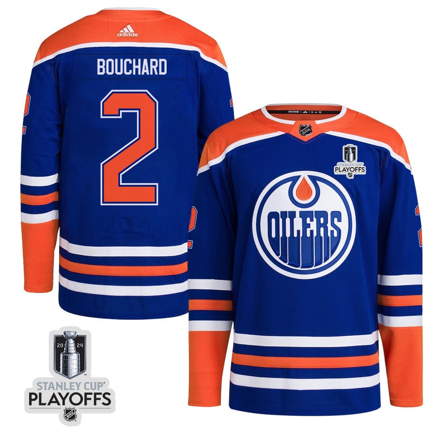 Evan Bouchard 2 Edmonton Oilers 2024 NHL Playoffs Patch Home Hockey Jersey - Men - JS674 