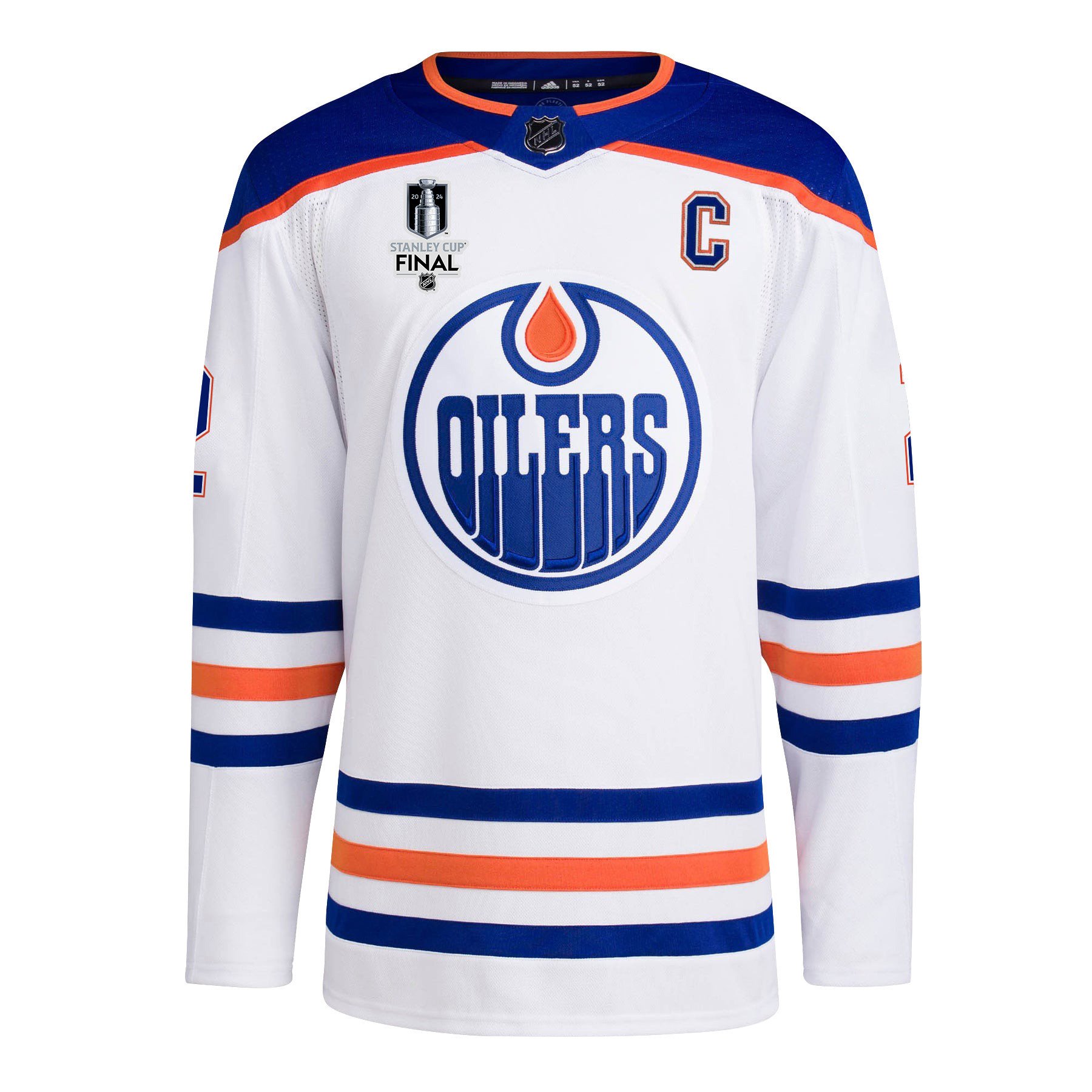 Alternative view of Evan Bouchard 2 Edmonton Oilers 2024 STANLEY CUP Final Away Hockey Jersey - Men, White - JS736 