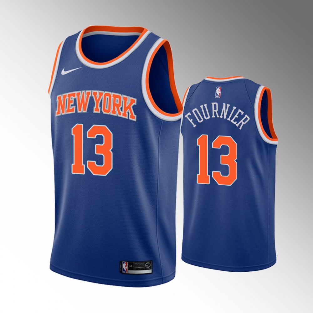 Evan Fournier New York Knicks 2021 Icon Edition Blue 2021 Trade Basketball Jersey