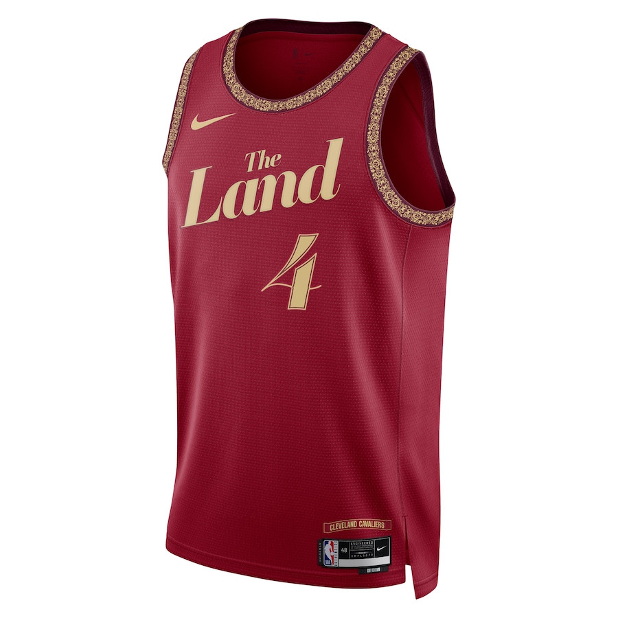 Alternative view of Evan Mobley 4 Cleveland Cavaliers 2023/24 City Edition Swingman Basketball Jersey - Wine - JS330