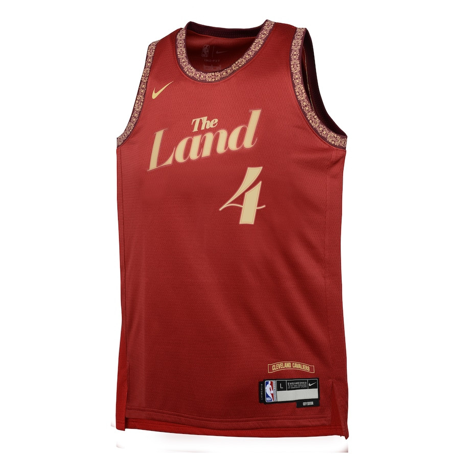 Alternative view of Evan Mobley 4 Cleveland Cavaliers 2023/24 City Edition Swingman YOUTH Basketball Jersey - Wine - JS166