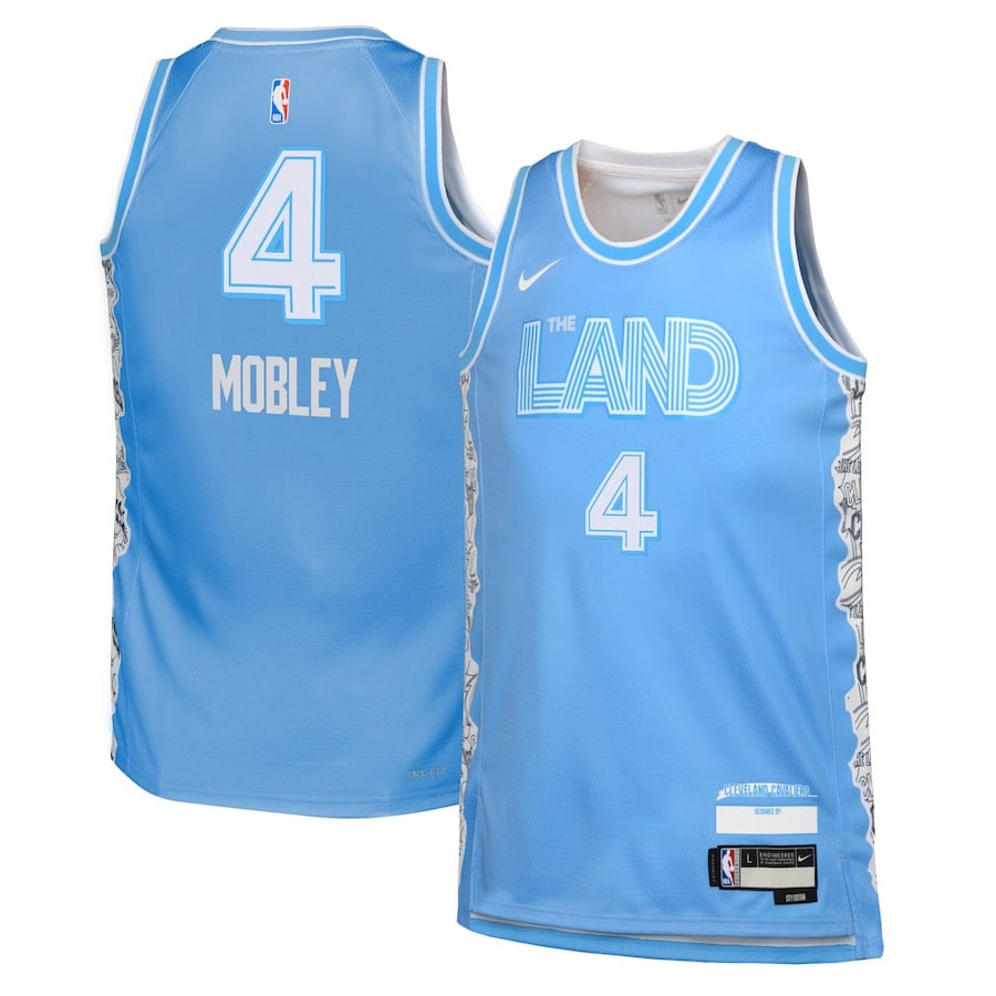 Evan Mobley 4 Cleveland Cavaliers 2024/25 Swingman Player YOUTH Basketball Jersey - City Edition - Light Blue - JS815