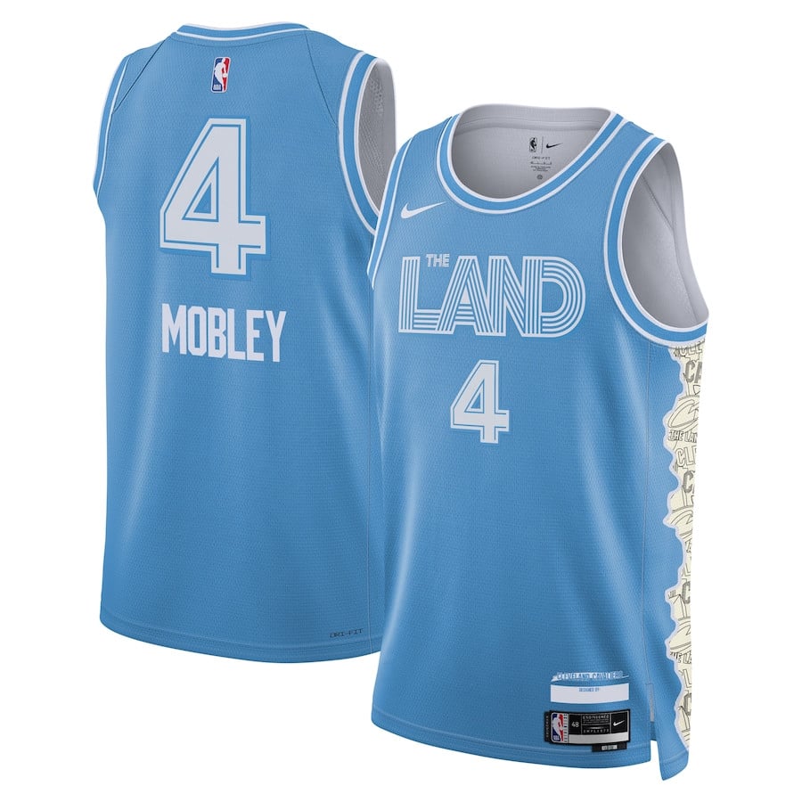 Evan Mobley 4 Cleveland Cavaliers Unisex 2024/25 Swingman Player Basketball Jersey - City Edition - Light Blue - JS143