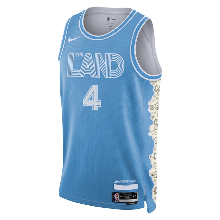 Alternative view of Evan Mobley 4 Cleveland Cavaliers Unisex 2024/25 Swingman Player Basketball Jersey - City Edition - Light Blue - JS143