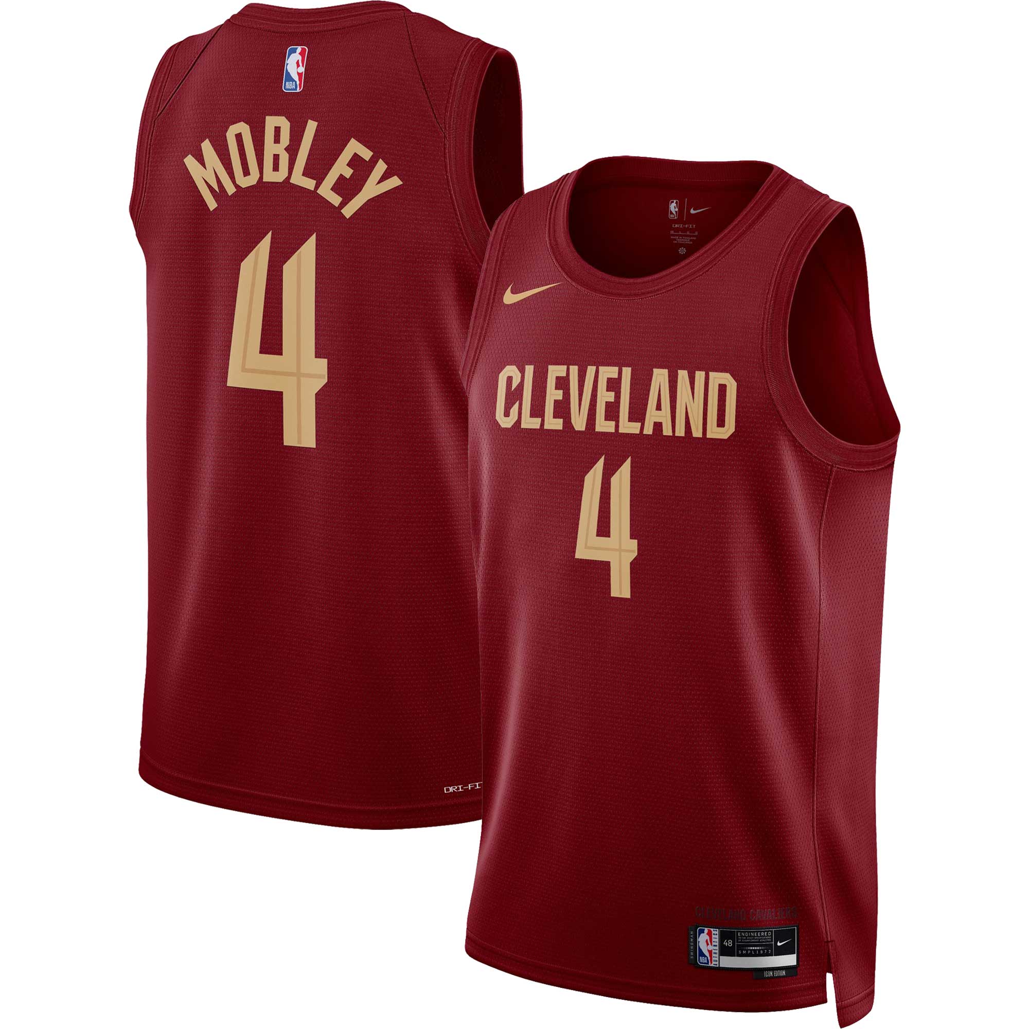Alternative view of Evan Mobley Cleveland Cavaliers Unisex Swingman Basketball Jersey - Icon Edition - Burgundy