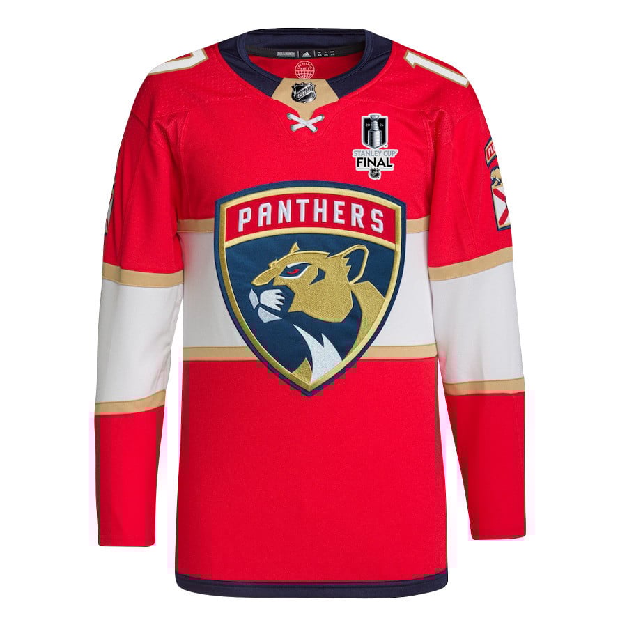 Alternative view of Evan Rodrigues 17 Florida Panthers 2024 STANLEY CUP Final Home Breakaway Hockey Jersey - Men, Red - JS543 