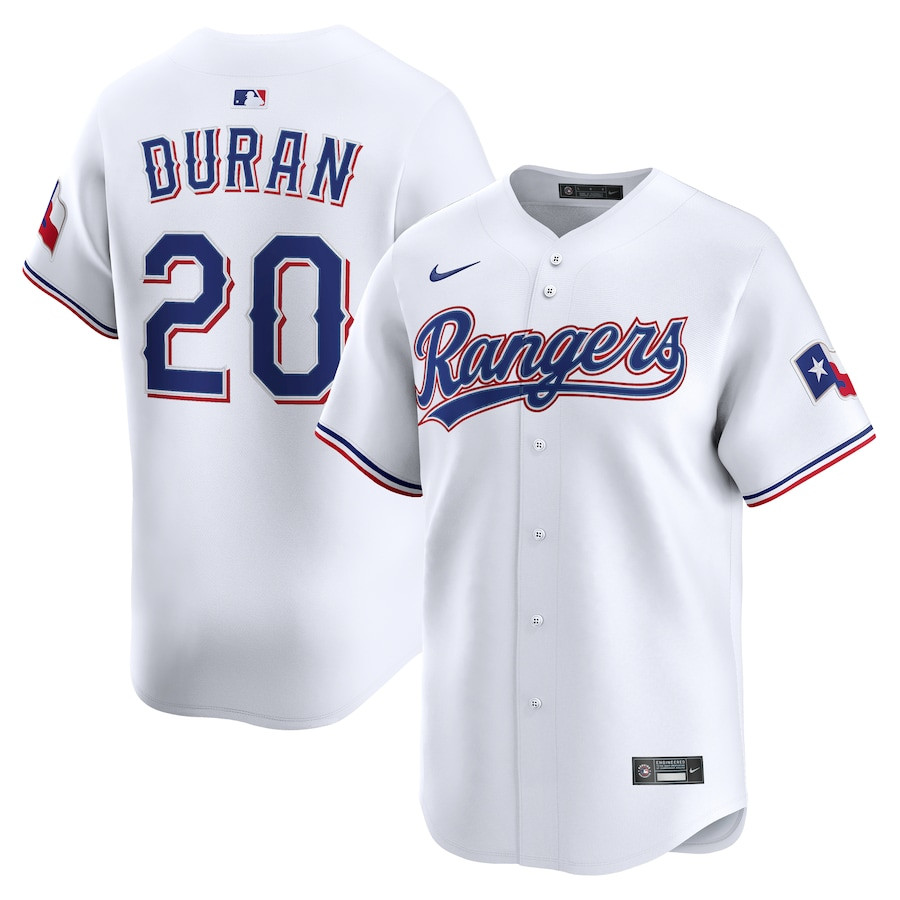 Ezequiel Duran 20 Texas Rangers Alternate Limited Player Men Baseball Jersey - White - JS797 