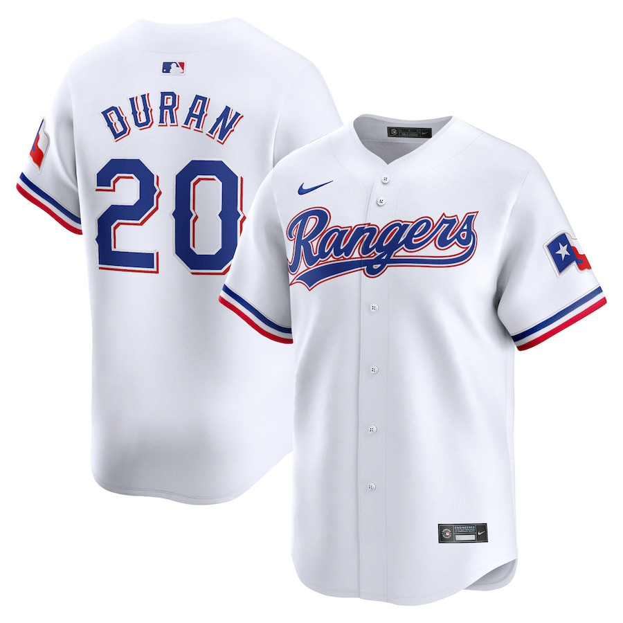 Ezequiel Duran 20 Texas Rangers Home Limited Player Men Baseball Jersey - White - JS542 