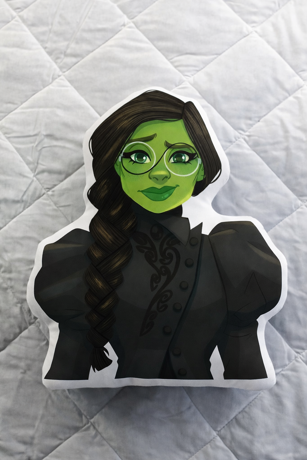 Green Witch Elphaba Illustration Pillow - Wicked Fan Art Collectible - Image 2