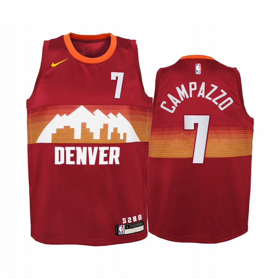 Facundo Campazzo Denver Nuggets 2020-21 City Red Youth Basketball Jersey - New Uniform