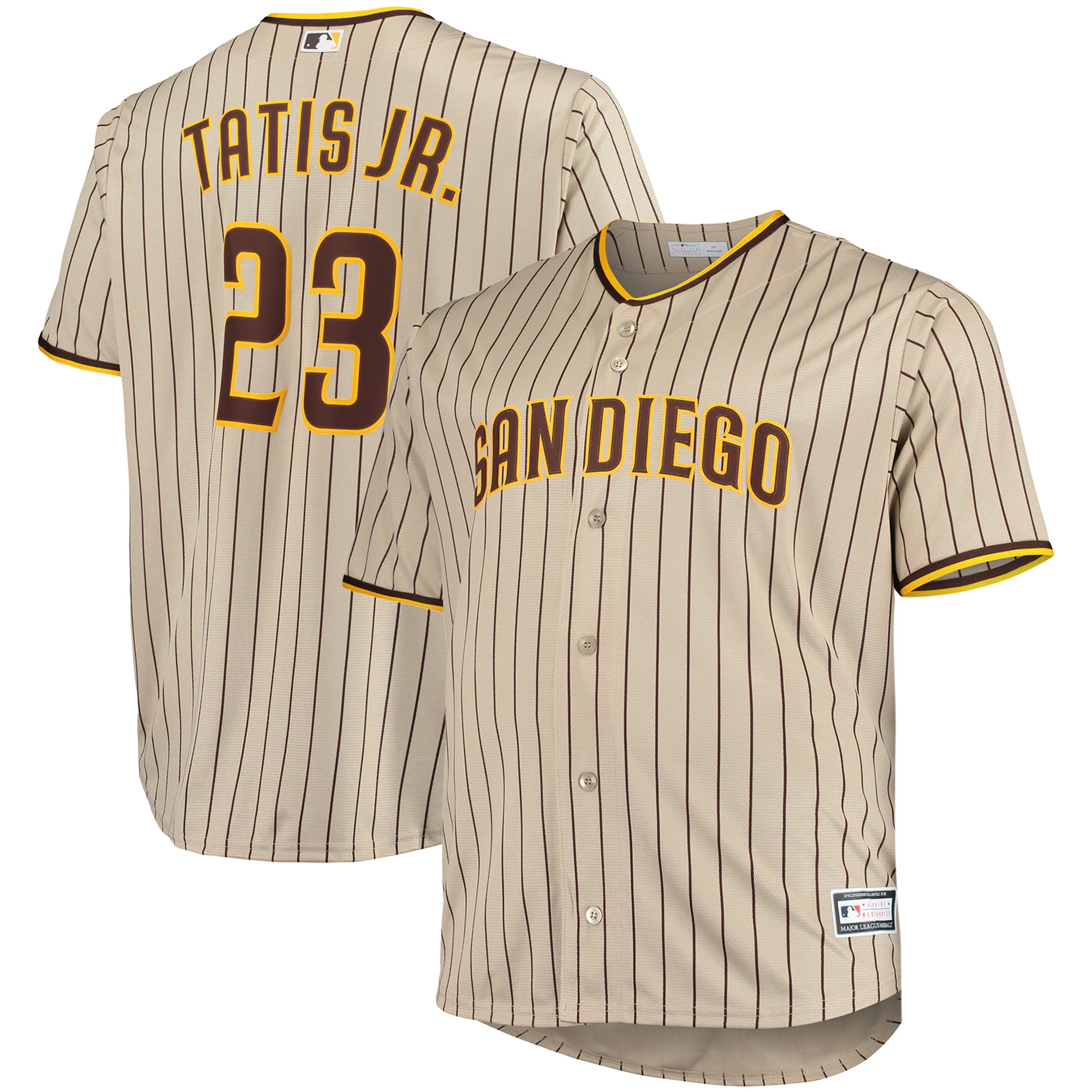 Alternative view of Fernando Tatis Jr. San Diego Padres Big & Tall Replica Player Baseball Jersey – Sand