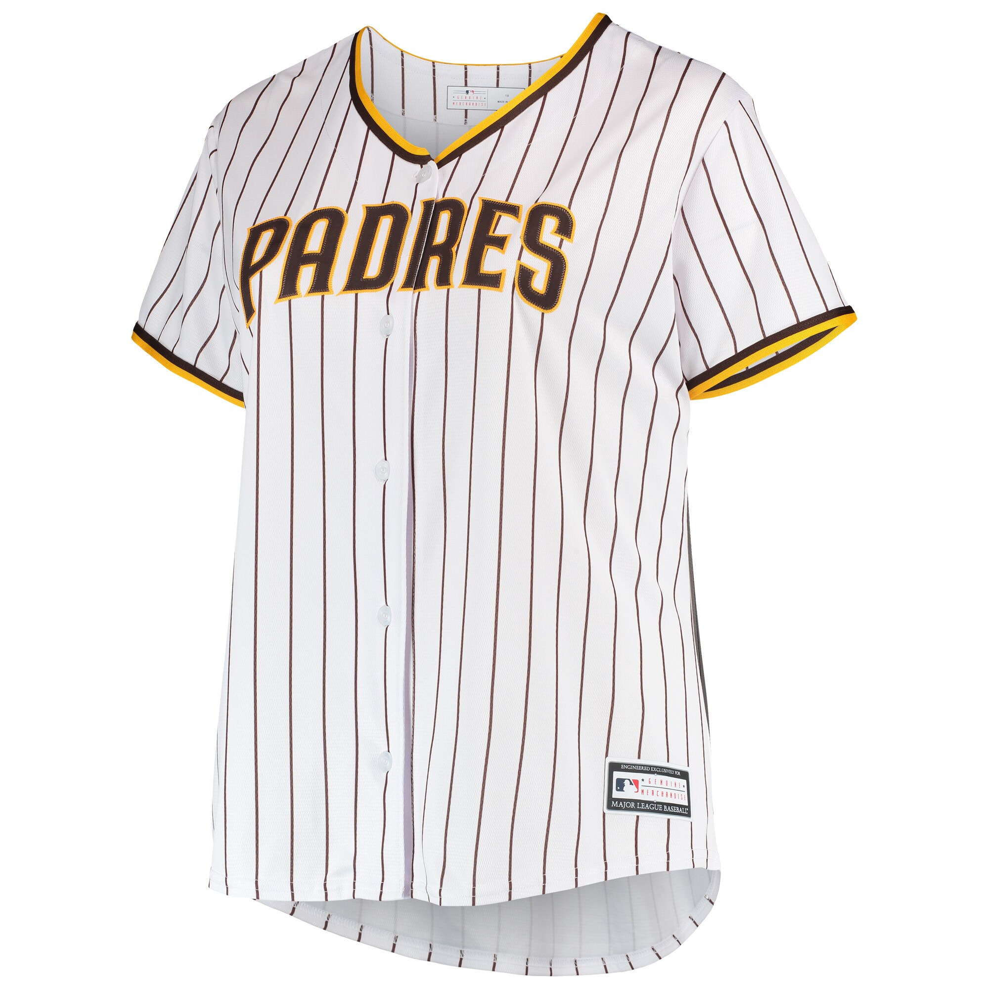 Alternative view of Fernando Tatis Jr. San Diego Padres Women’s Plus Size Replica Player Baseball Jersey – White/brown