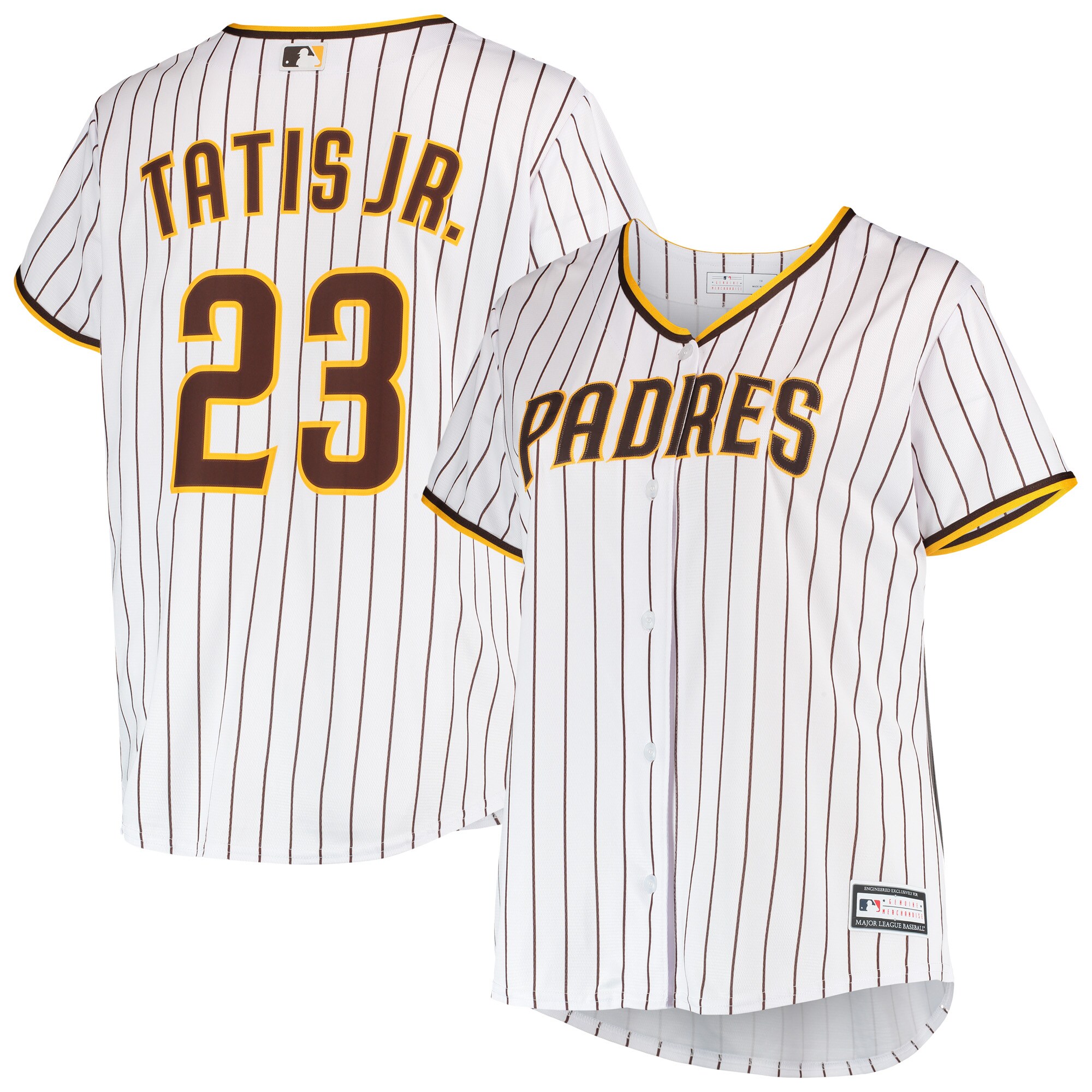 Fernando Tatis Jr. San Diego Padres Women’s Plus Size Replica Player Baseball Jersey – White/brown