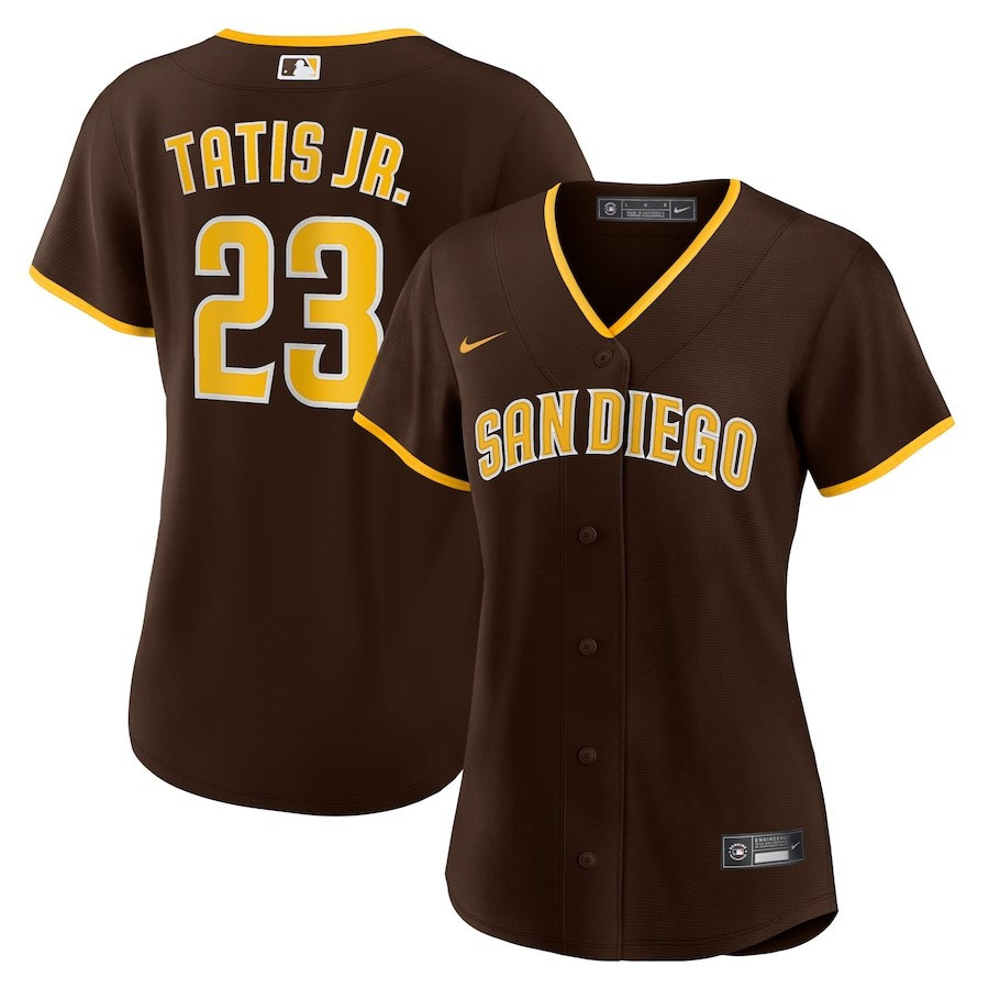 Fernando Tatís Jr. 23 San Diego Padres Women's Road Player Baseball Jersey - Brown 