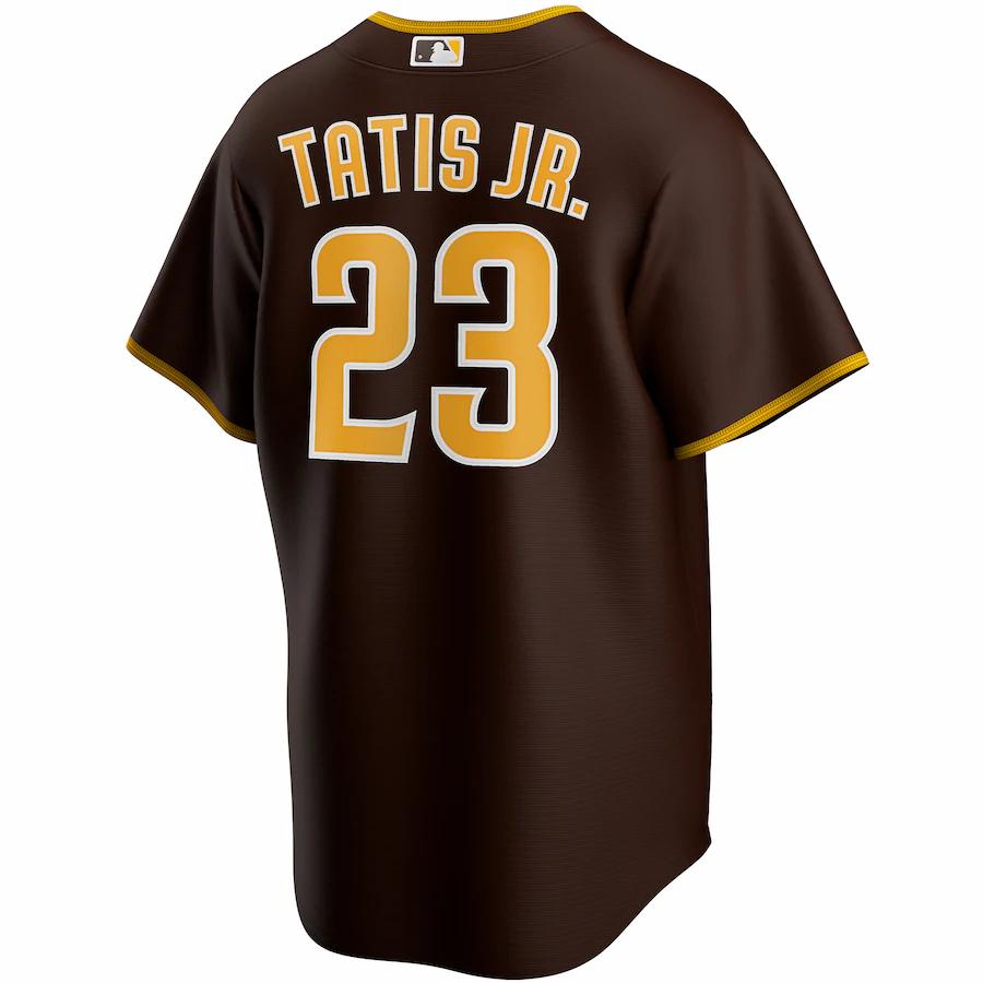 Alternative view of Fernando TatÃƒÆ’Ã‚Â­s Jr. San Diego Padres Road 2020 Replica Player Baseball Jersey - Brown