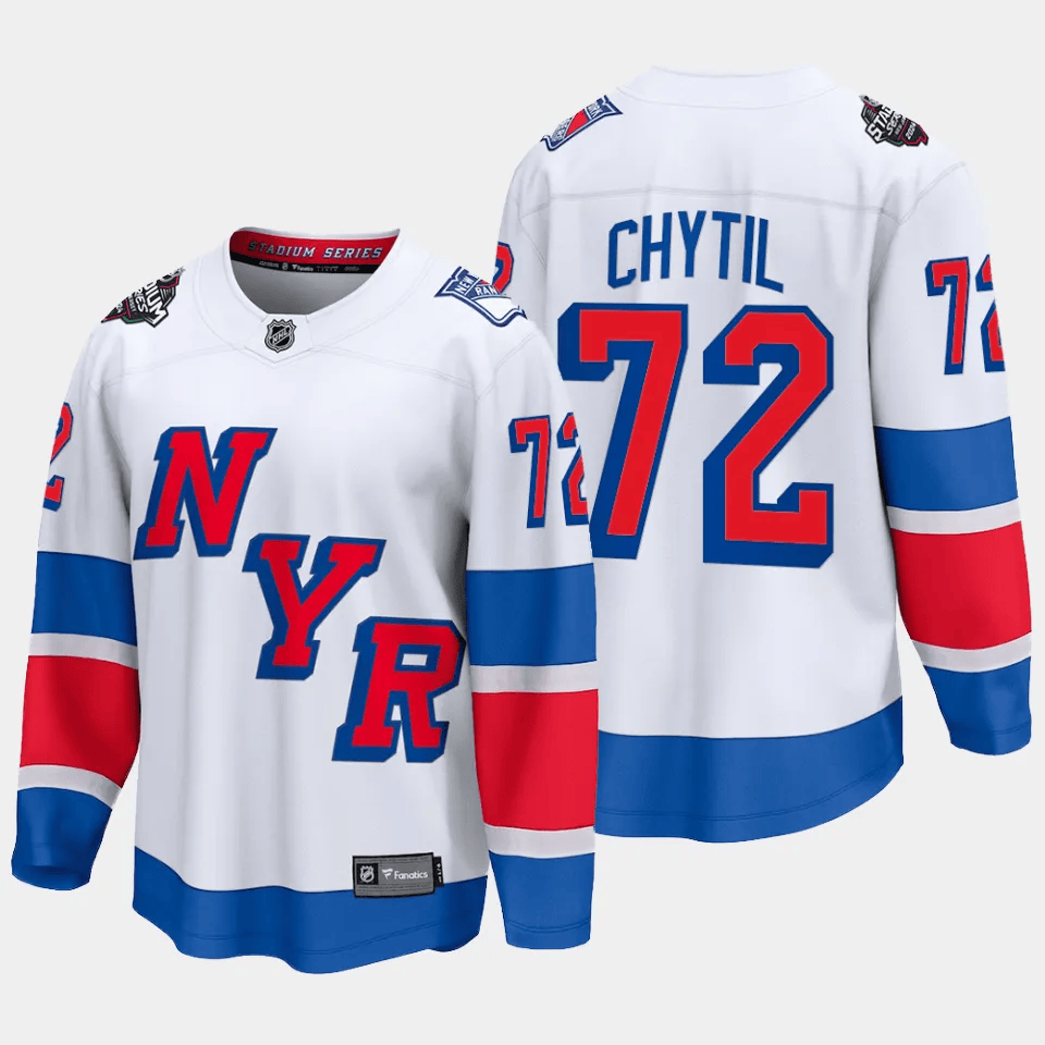 Filip Chytil 72 New York Rangers 2024 Stadium Series Patch Breakaway Hockey Jersey - Men, White - JS710 
