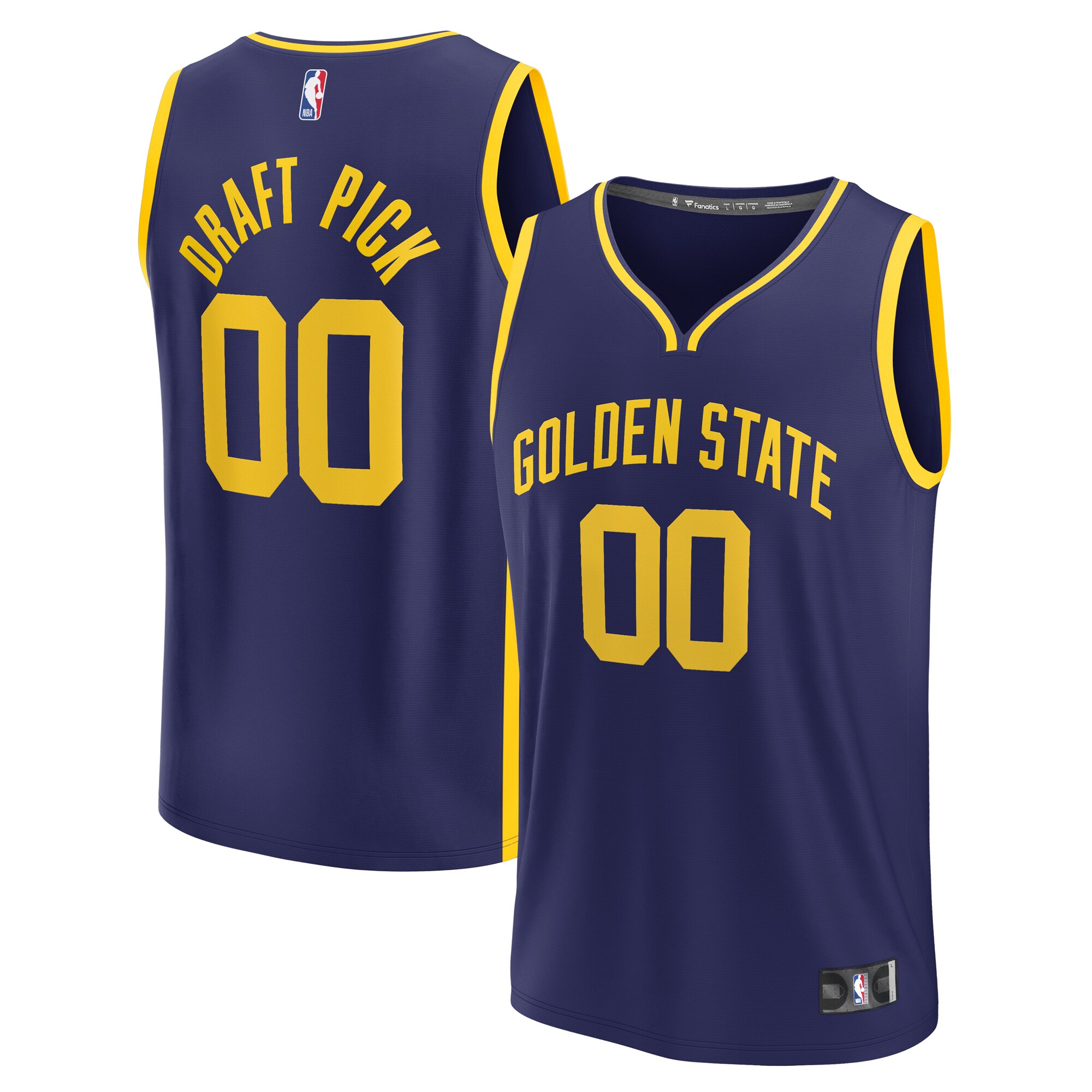 Alternative view of First Round Golden State Warriors Fanatics Branded Youth 2023 Nba Draft First Round Pick Fast Break Replica Basketball Jersey - Statement Edition - Navy