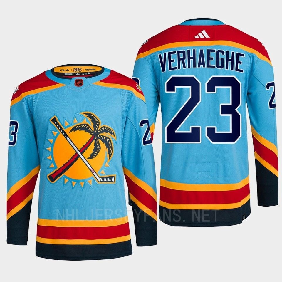 Florida Panthers 2022 Reverse Retro 2.0 Carter Verhaeghe 23 Blue Primegreen Hockey Jersey Men's - JS286 