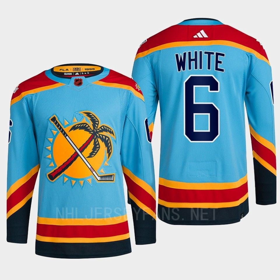 Florida Panthers 2022 Reverse Retro 2.0 Colin White 6 Blue Primegreen Hockey Jersey Men's - JS863 