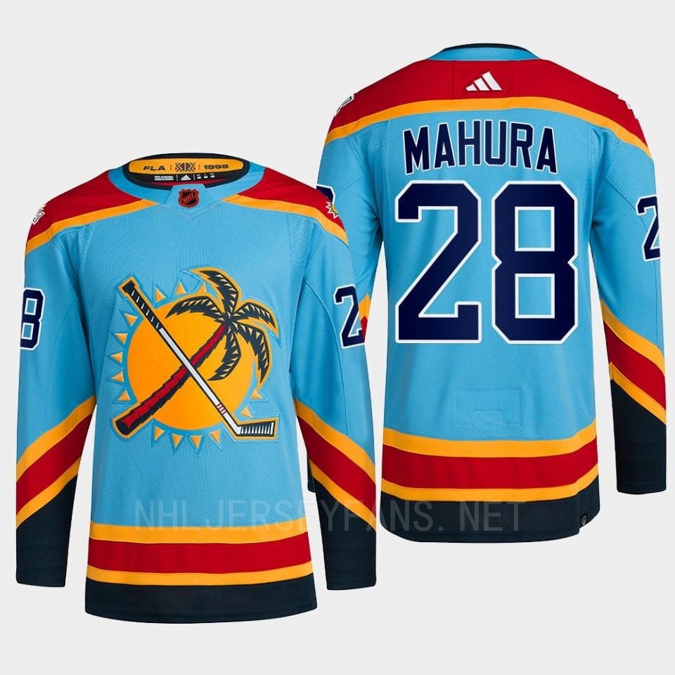 Florida Panthers 2022 Reverse Retro 2.0 Josh Mahura 28 Blue Primegreen Hockey Jersey Men's - JS705 